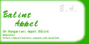 balint appel business card